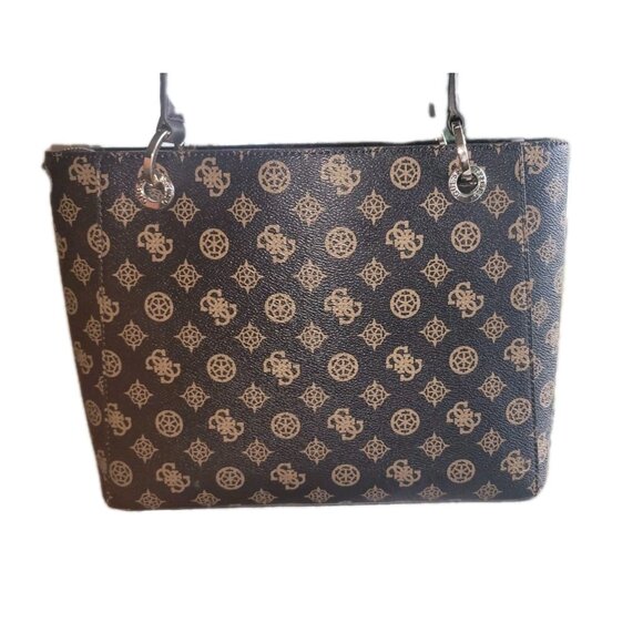 Guess 4G Noelle Tote Monogram Logo Charm Designer Handbag 14x9.5x10.3 - Picture 2 of 10